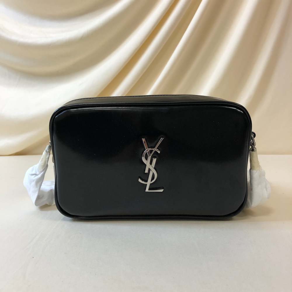 YVES SAINT LAURENT YSL Black Patent Lou Mini Camera Bag Sku# 63865 - Picture 2 of 10